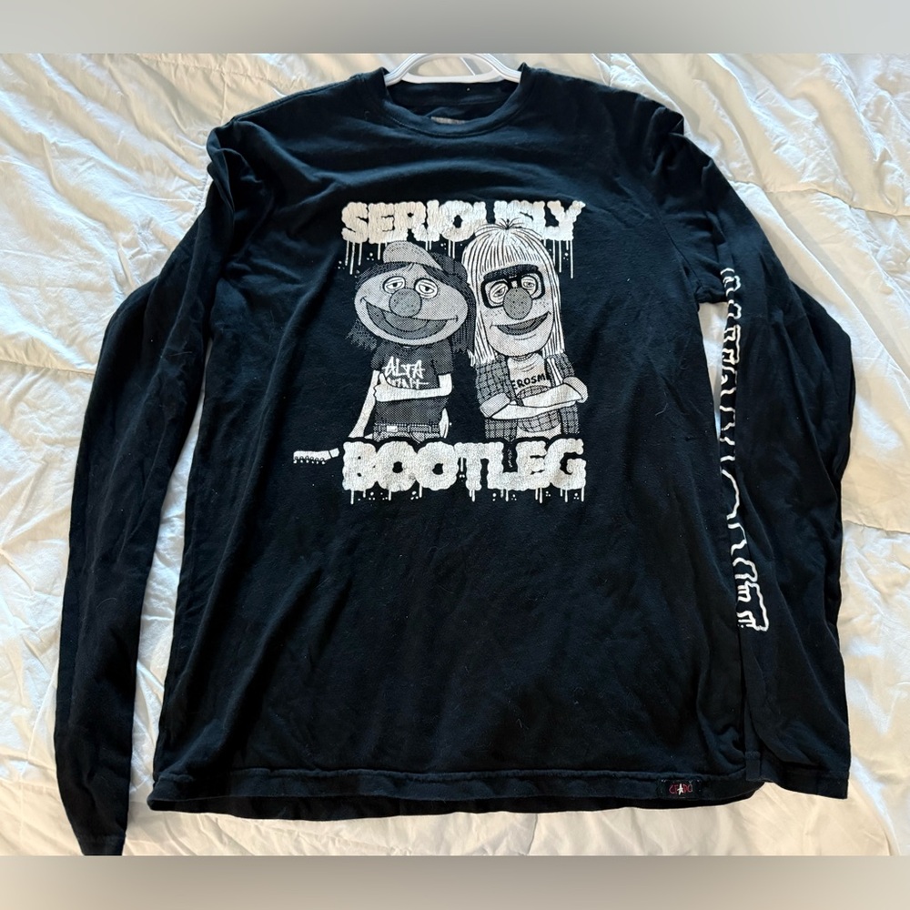 Seriously Bootleg Altamont Wayne’s World Sesame Street black long sleeve tee